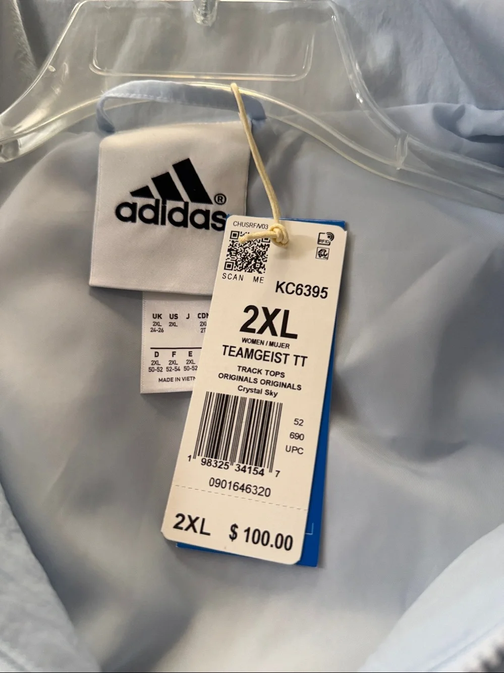 adidas Light Blue Hooded Windbreaker Jacket